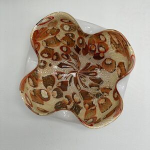 Murano AVEM Arte Vetraria Aventurine Bizantino Tutti-Frutti Bowl Leopard Cased